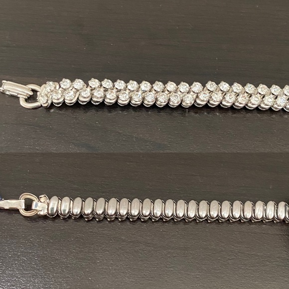 Vintage Clear Rhinestones Silver-tone Expandable Choker Necklace - Picture 12 of 16